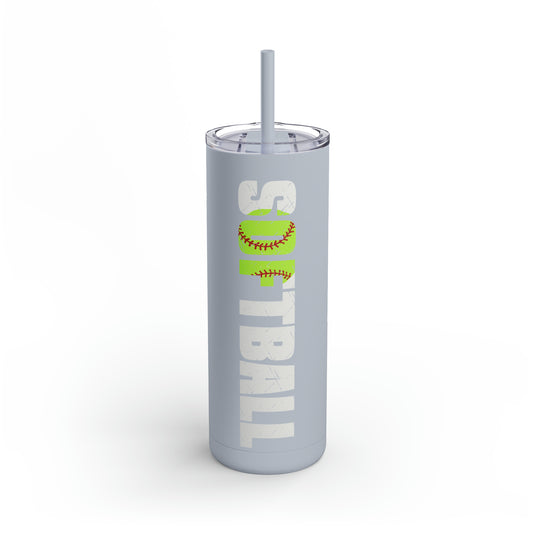 Softball w/White Text 20oz Skinny Matte Tumbler