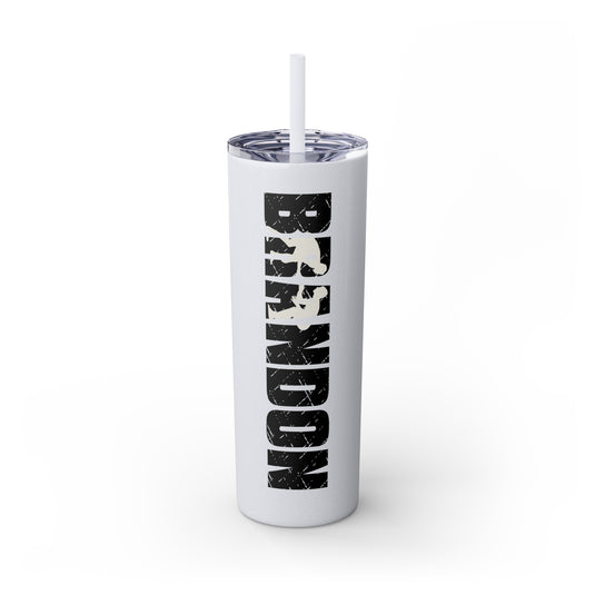 Wrestling 20oz Skinny Tumbler with Straw w/Custom Name