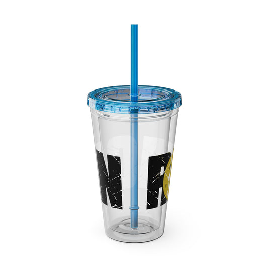 Pickleball 16 oz Sunsplash Tumbler with Straw w/Custom Name