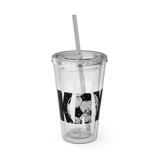 Soccer 16 oz Sunsplash Tumbler with Straw w/Custom Name