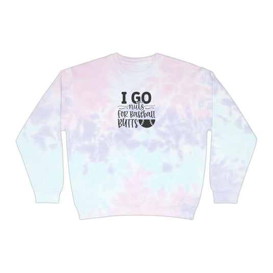 I Go Nuts for Baseball Butts Adult Unisex Tie-Dye Crewneck Sweatshirt