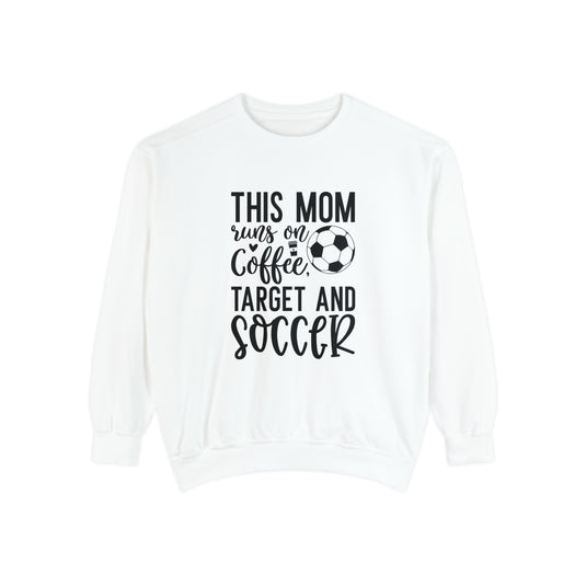 This Mom Runs on Coffee Soccer Adult Unisex Premium Crewneck Sweatshirt