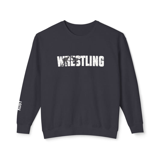 Wrestling Adult Unisex Premium Crewneck Sweatshirt w/Name on Sleeve