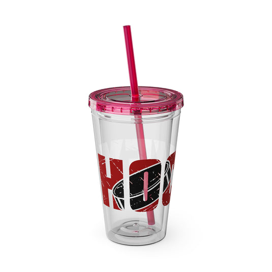 Hockey 16 oz Sunsplash Tumbler with Straw