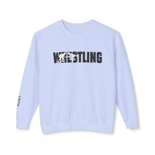 Wrestling Adult Unisex Premium Crewneck Sweatshirt w/Name on Sleeve