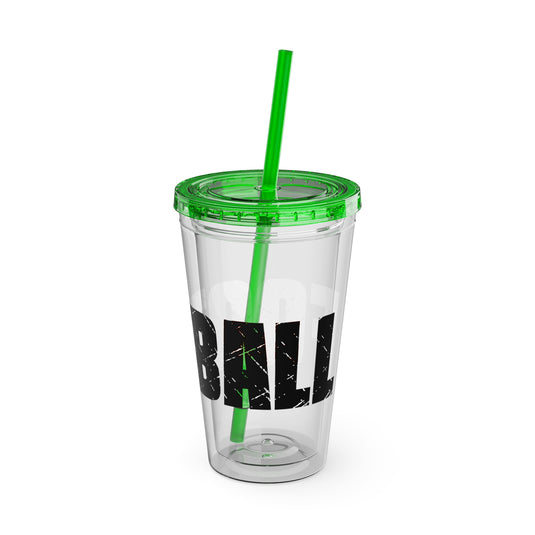 Football 16 oz Sunsplash Tumbler with Straw