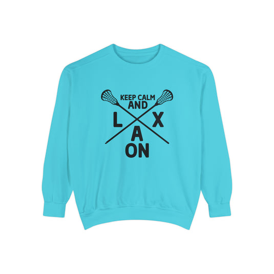 Keep Calm and LAX On Lacrosse Adult Unisex Premium Crewneck Sweatshirt