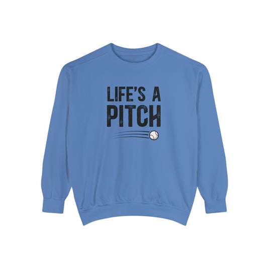 Life's a Pitch Baseball Adult Unisex Premium Crewneck Sweatshirt