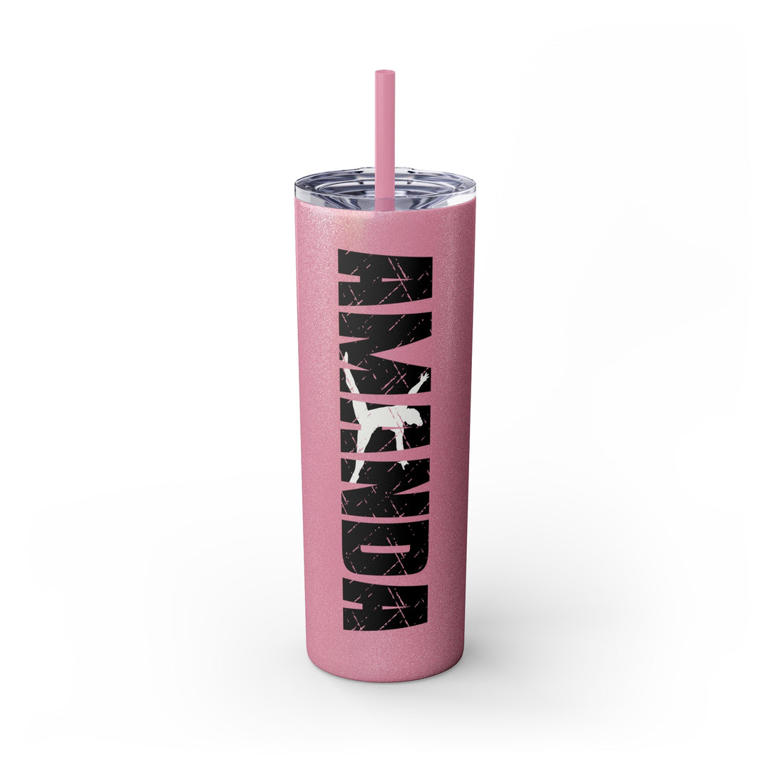 Gymnastics 20oz Skinny Tumbler with Straw w/Custom Name