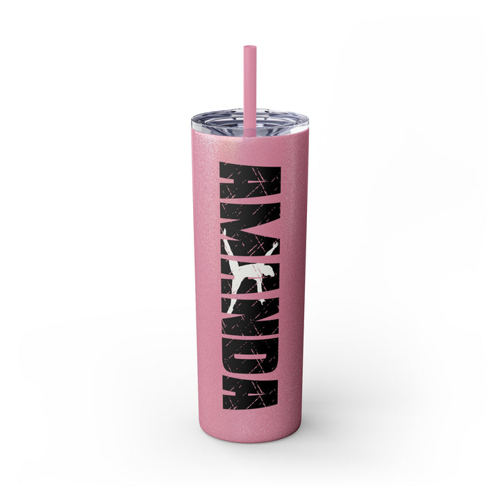 Gymnastics 20oz Skinny Tumbler with Straw w/Custom Name