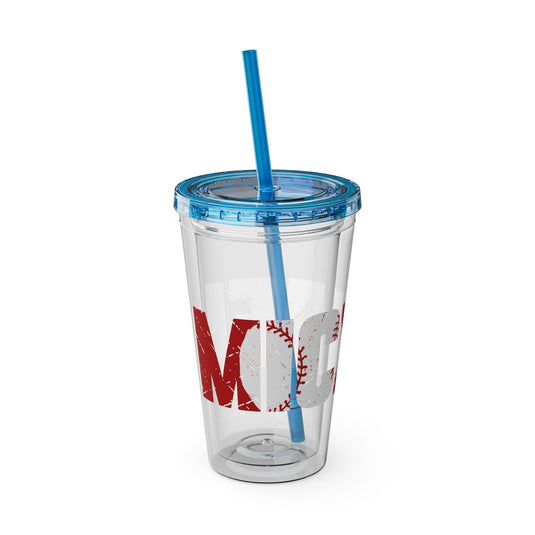 Baseball 16 oz Sunsplash Tumbler with Straw w/Custom Name