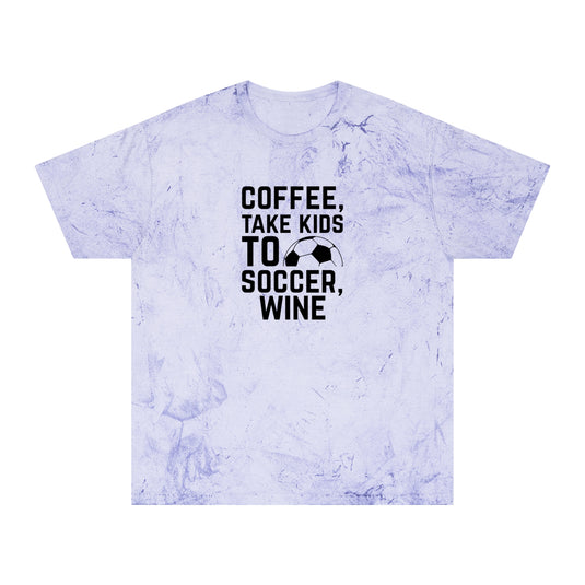 Coffee Take Kids to Soccer Wine Adult Unisex Colorblast T-Shirt