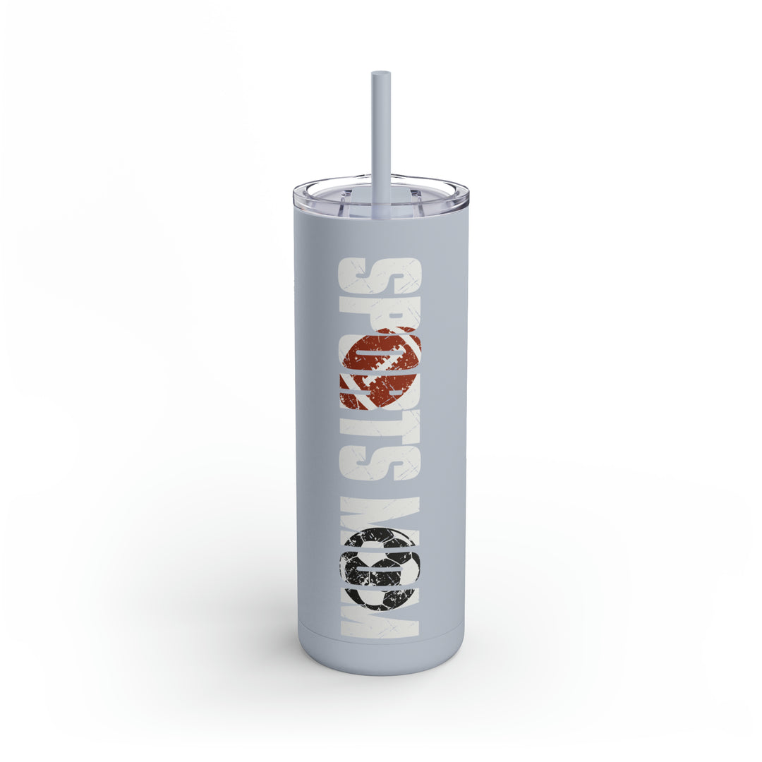 Sports Mom w/Football & Soccer Ball 20oz Skinny Matte Tumbler