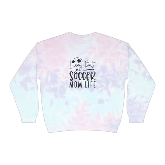 Living That Soccer Mom Life Adult Unisex Tie-Dye Crewneck Sweatshirt