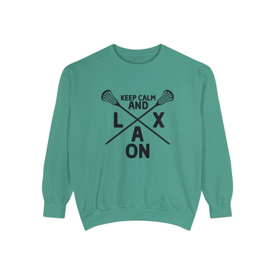 Keep Calm and LAX On Lacrosse Adult Unisex Premium Crewneck Sweatshirt