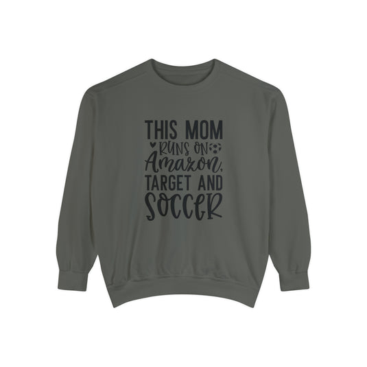 This Mom Runs on Amazon Soccer Adult Unisex Premium Crewneck Sweatshirt