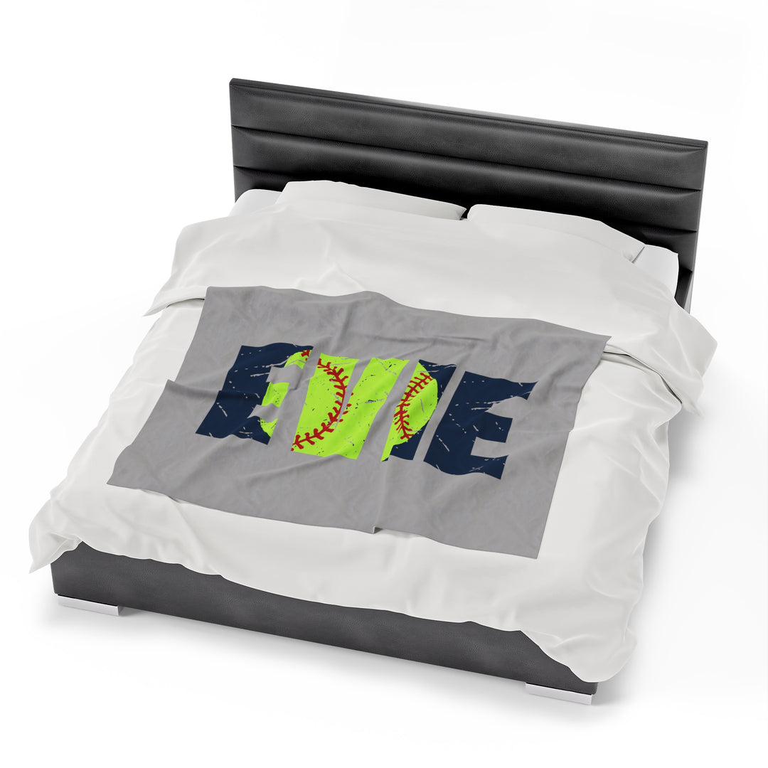 Softball Plush Blanket w/Custom Name