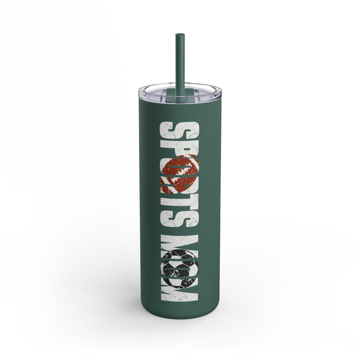 Sports Mom w/Football & Soccer Ball 20oz Skinny Matte Tumbler