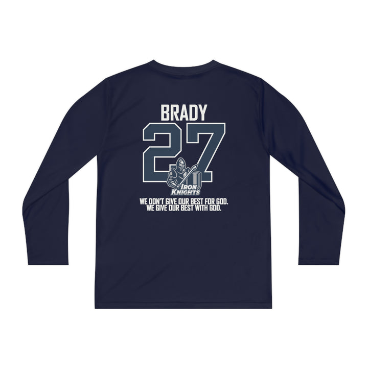 Iron Knights Youth Long Sleeve Competitor Moisture Wicking Tee W/Flag Design, Name & Number