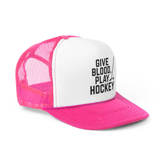 Give Blood Play Hockey Trucker Hat