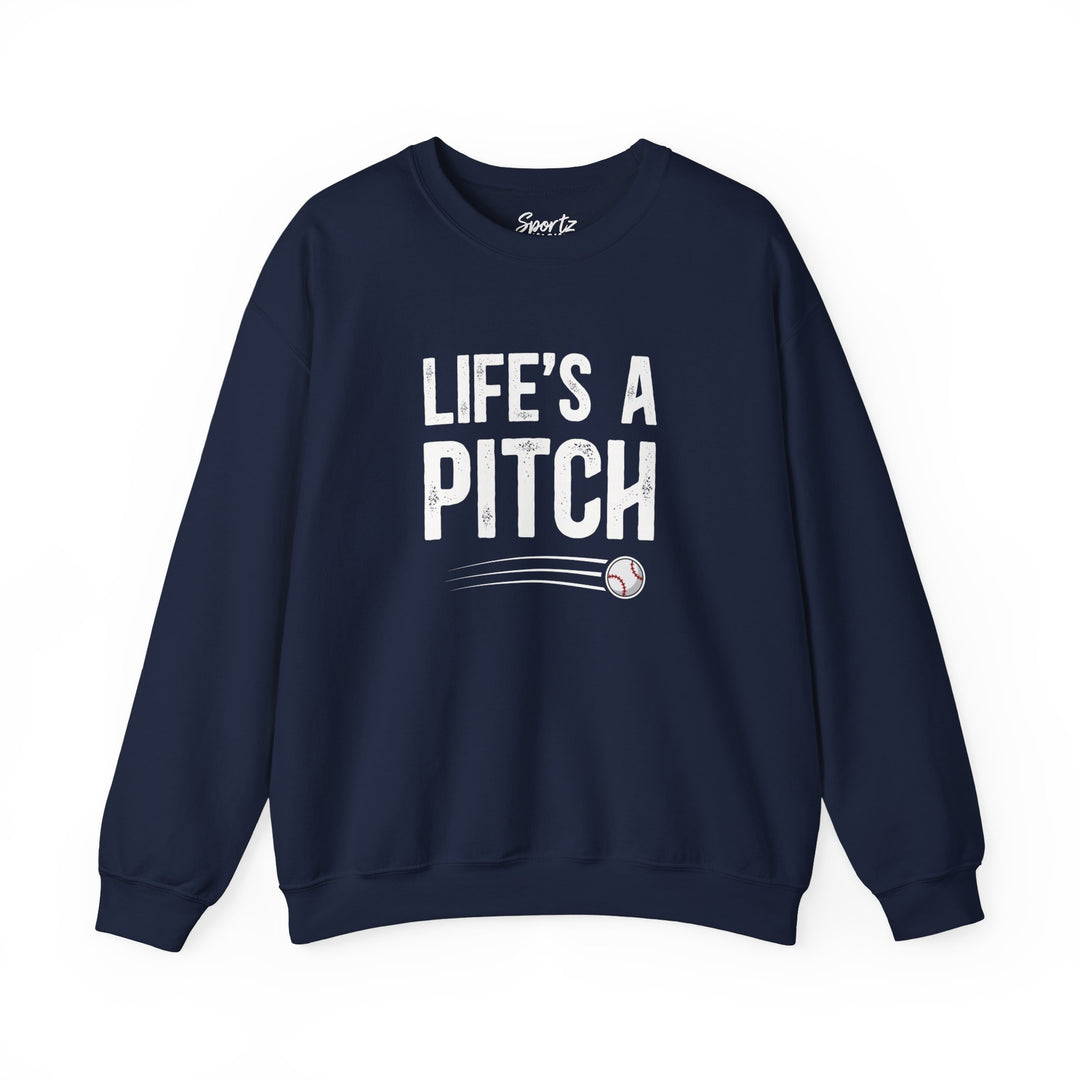 Life's a Pitch Baseball Adult Unisex Crewneck Sweatshirt