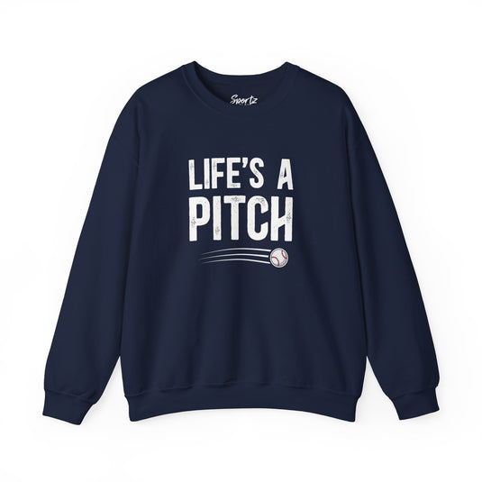 Life's a Pitch Baseball Adult Unisex Basic Crewneck Sweatshirt