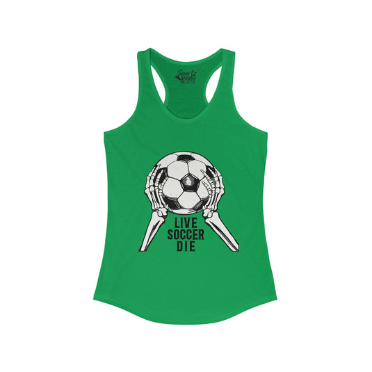 Live Soccer Die Adult Women's Racerback Tank