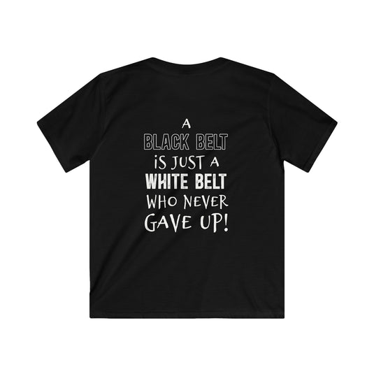 Key Martial Arts Unisex Youth Basic T-Shirt - A Black Belt is just a White Belt Who Never Gave Up