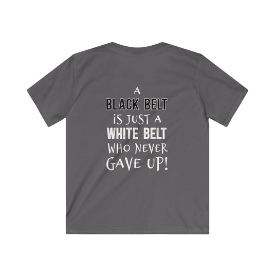 Key Martial Arts Unisex Youth Basic T-Shirt - A Black Belt is just a White Belt Who Never Gave Up