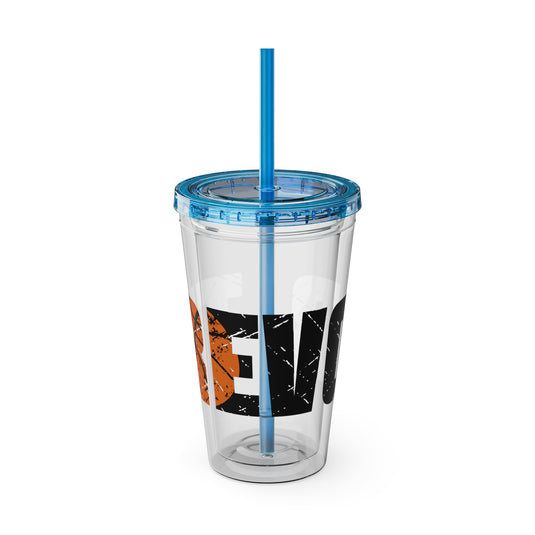 Basketball 16 oz Sunsplash Tumbler with Straw w/Custom Name