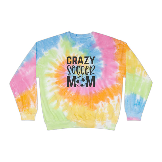 Crazy Soccer Mom Adult Unisex Tie-Dye Crewneck Sweatshirt