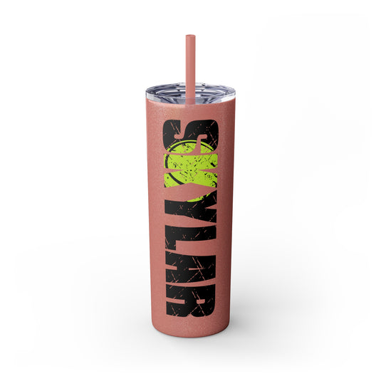 Tennis 20oz Skinny Tumbler with Straw w/Custom Name