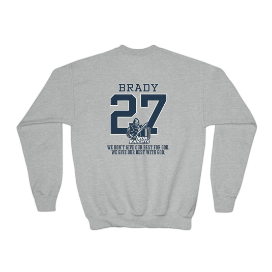 Iron Knights Youth Crewneck Sweatshirt w/Knight Design, Name & Number on back-Block Design