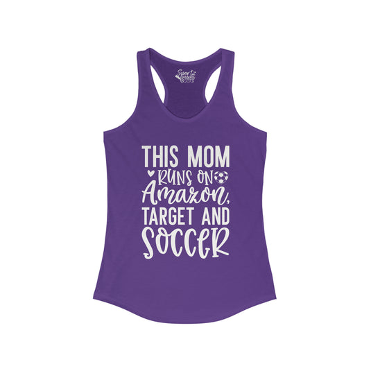 This Mom Runs on Amazon Soccer Adult Women's Racerback Tank