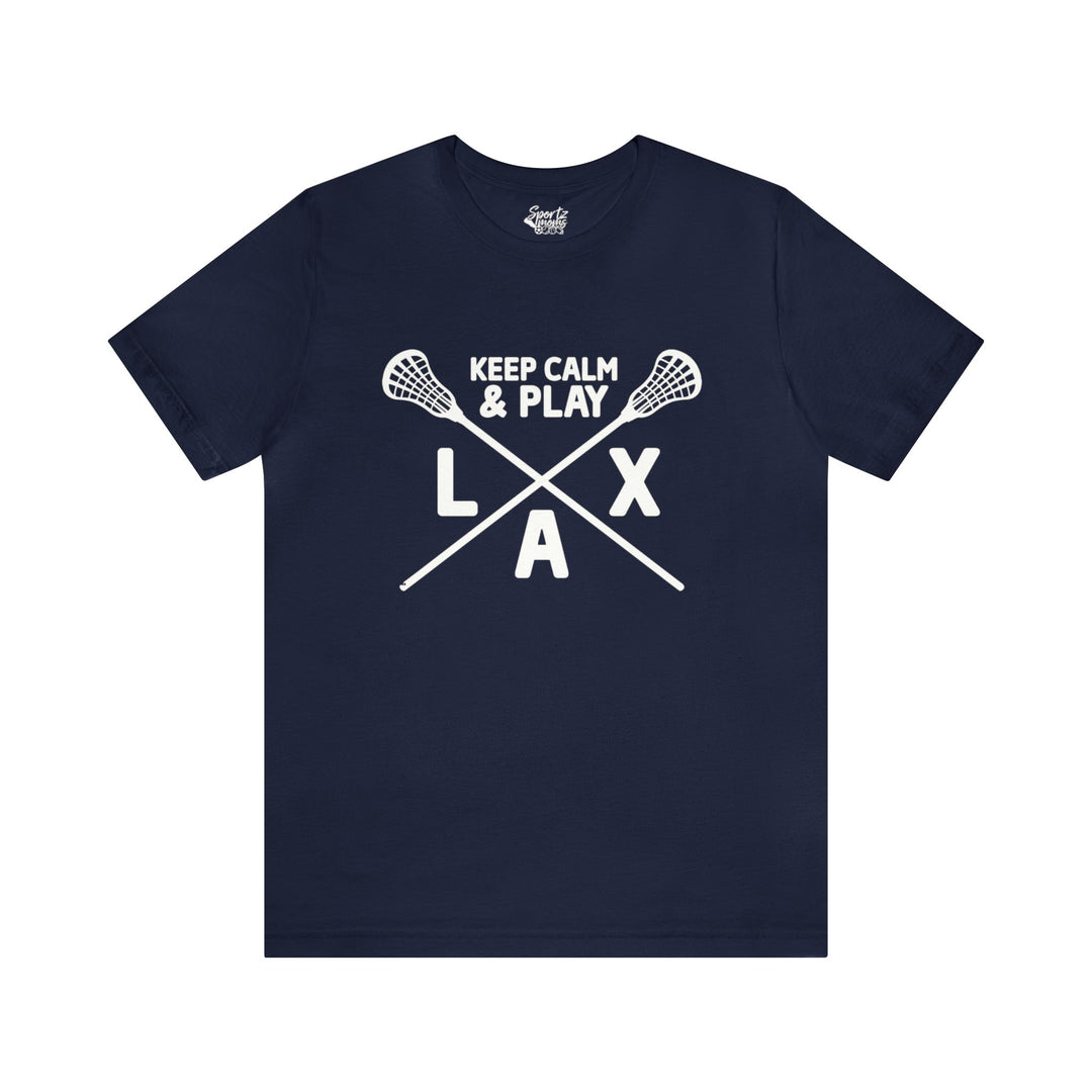 Keep Calm Lacrosse Adult Unisex Mid-Level T-Shirt