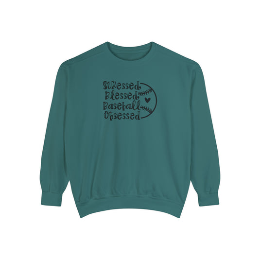 Stressed Blessed Baseball Obsessed Adult Unisex Premium Crewneck Sweatshirt