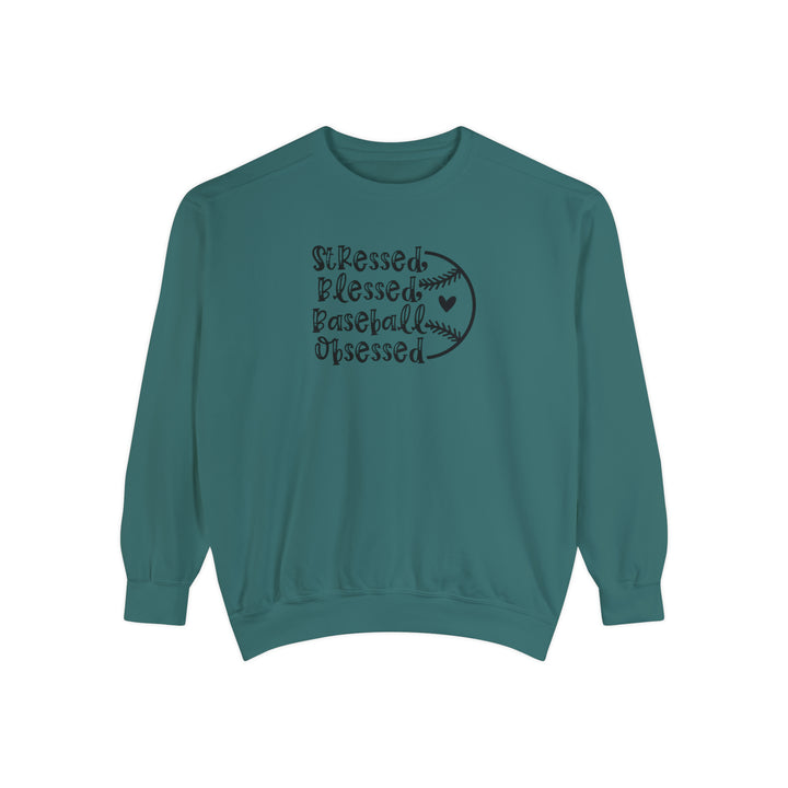 Stressed Blessed Baseball Obsessed Adult Unisex Premium Crewneck Sweatshirt