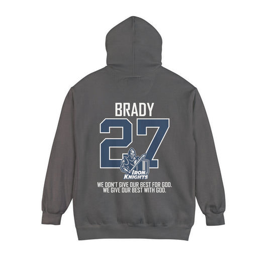 Iron Knights Premium Adult Unisex Hooded Sweatshirt W/Name, Number & Bible Verse - All White Design