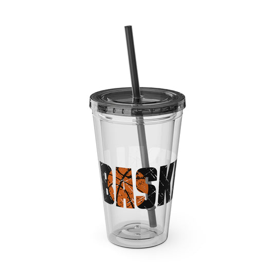 Basketball 16 oz Sunsplash Tumbler with Straw