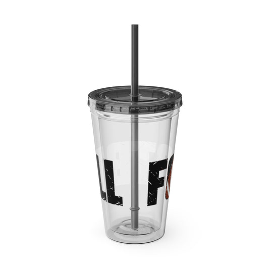 Football 16 oz Sunsplash Tumbler with Straw