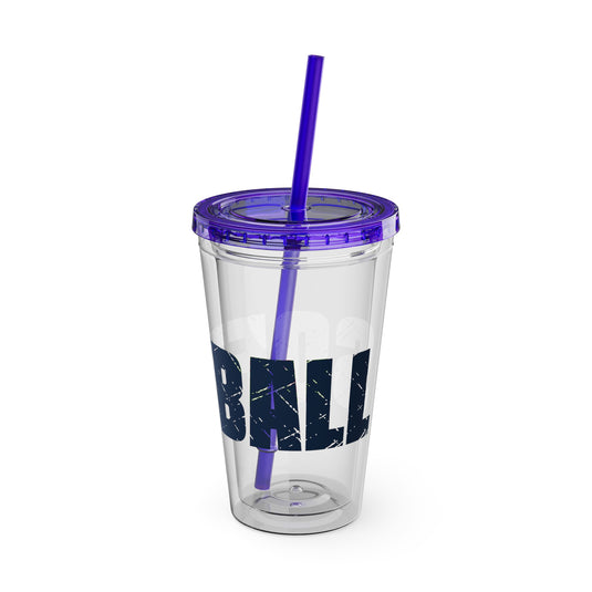 Softball 16 oz Sunsplash Tumbler with Straw