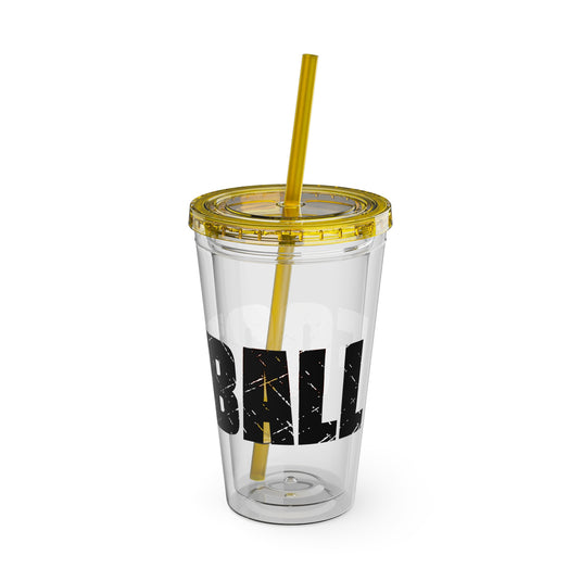 Football 16 oz Sunsplash Tumbler with Straw