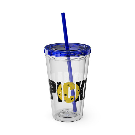 Pickleball 16 oz Sunsplash Tumbler with Straw