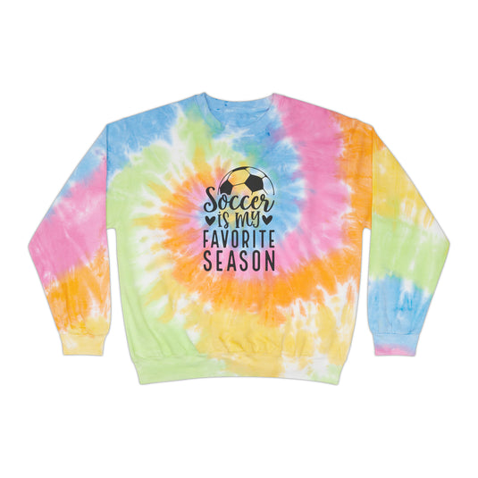 Soccer is My Favorite Season Adult Unisex Tie-Dye Crewneck Sweatshirt