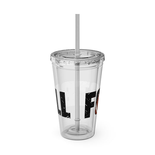 Football 16 oz Sunsplash Tumbler with Straw