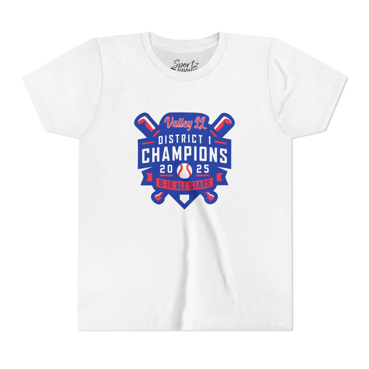 Valley Little League Baseball Unisex Youth Mid-Level T-Shirt - District Champions