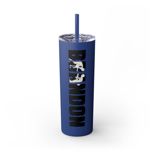 Wrestling 20oz Skinny Tumbler with Straw w/Custom Name