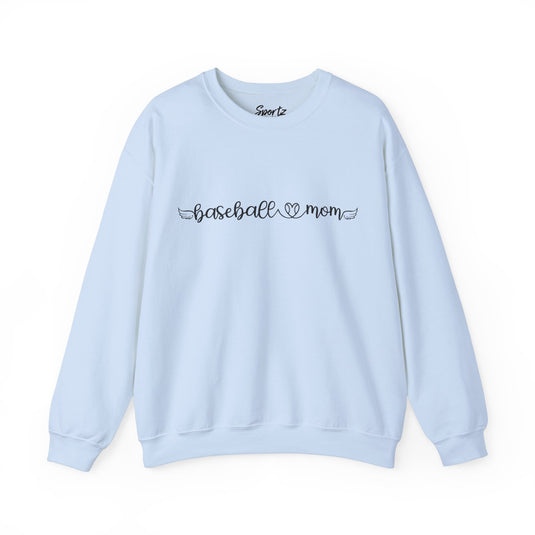 Baseball Mom with Heart and Wings Adult Unisex Basic Crewneck Sweatshirt