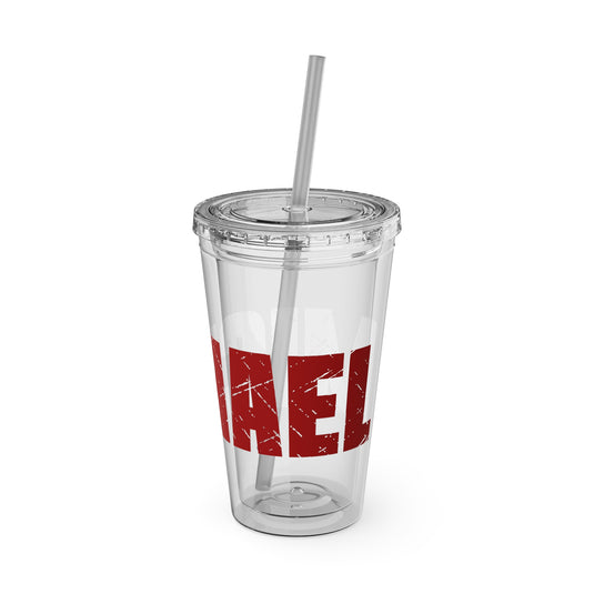 Baseball 16 oz Sunsplash Tumbler with Straw w/Custom Name