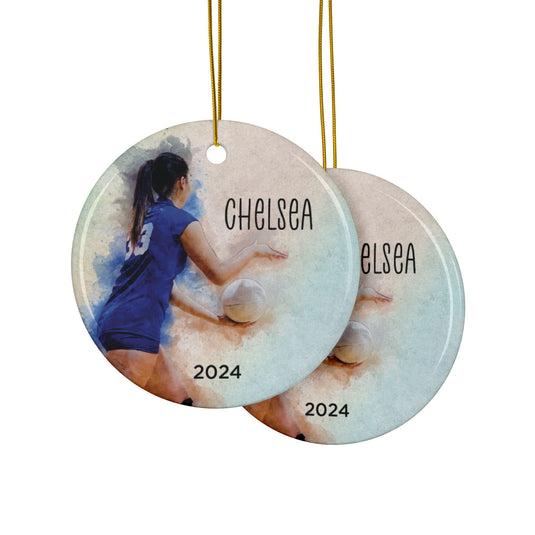 Custom Picture Ceramic Ornament - Watercolor Effect